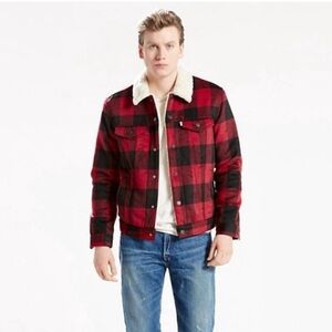 Levi's Classic Red and Black Plaid Jacket - Size XXL